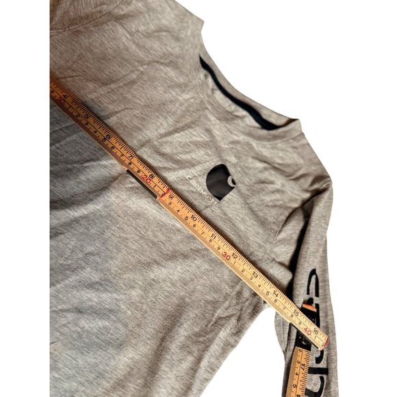 Carhartt Boys Grey Long-Sleeve Logo Tee Shirt Size 7 Cotton Blend Casual Style - Picture 8 of 10